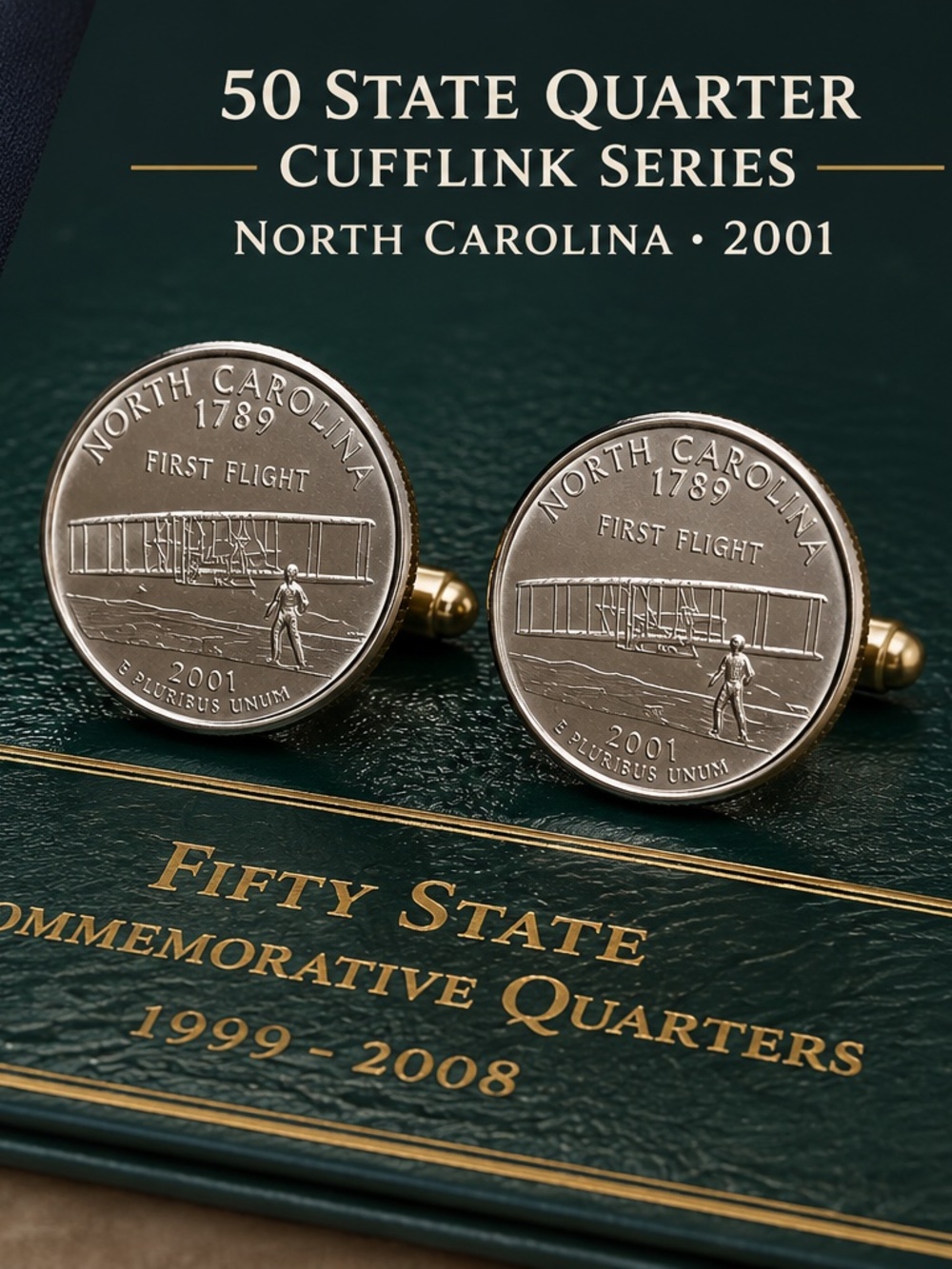 North Carolina State Quarter Cufflinks – 2001 Wright Brothers First Flight